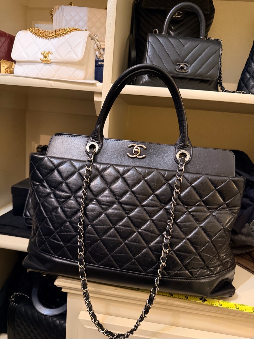CHANEL CC  Quilted Leather Tote